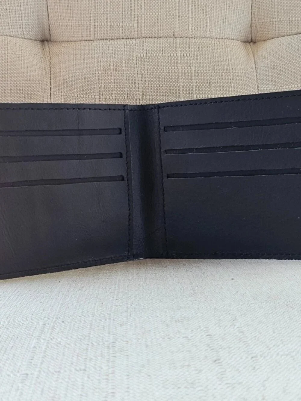 ALL Leather Billfold Handmade Black Genuine Leather Bifold Slimfold Cardholder